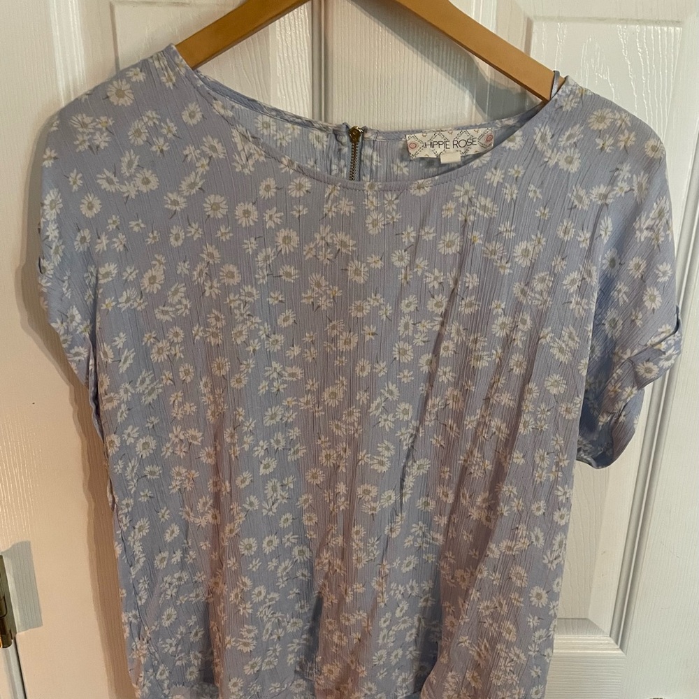 Hippie Rose Blue Short Sleeve Blouse